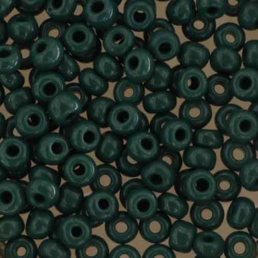 Grønne glasperler, preciosa, opaque dark forest green 5/0, 7g