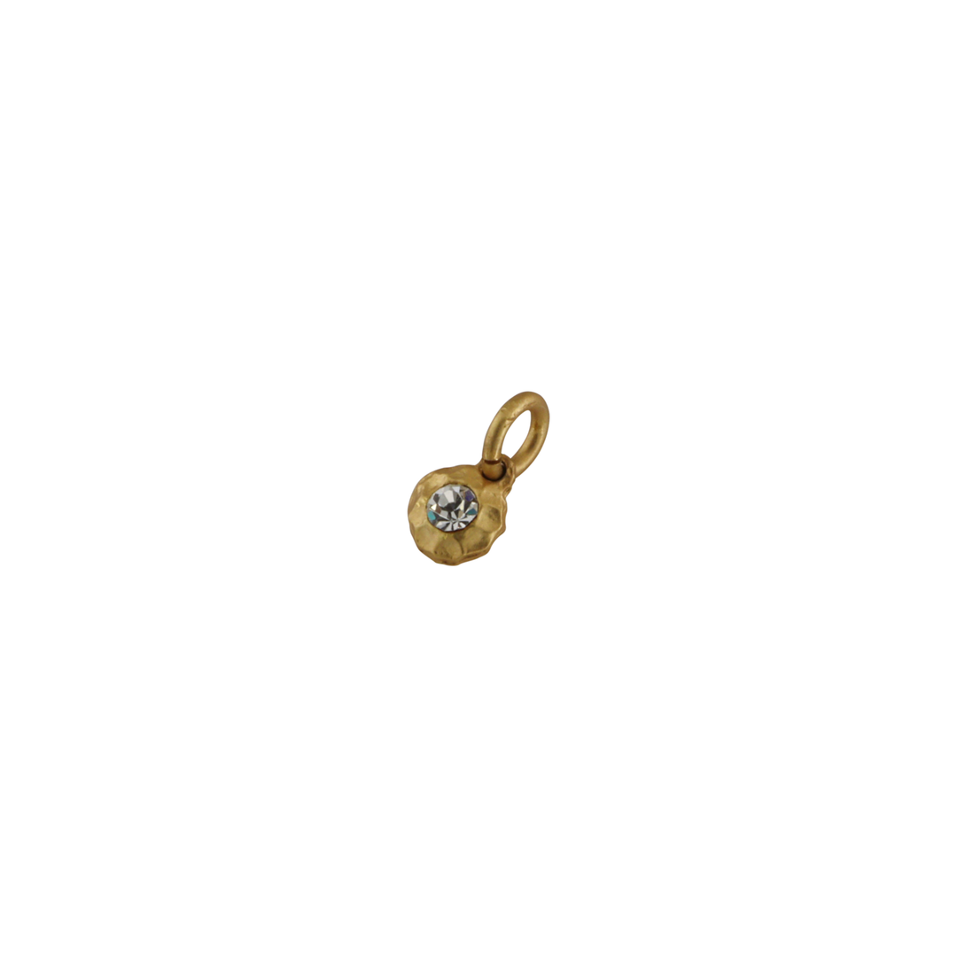 Find Vedhæng, banket tekstur m. klar sten, forgyldt messing, 11x9 mm. hos Beadhouse of Copenhagen i dag, med en altid hurtig levering!