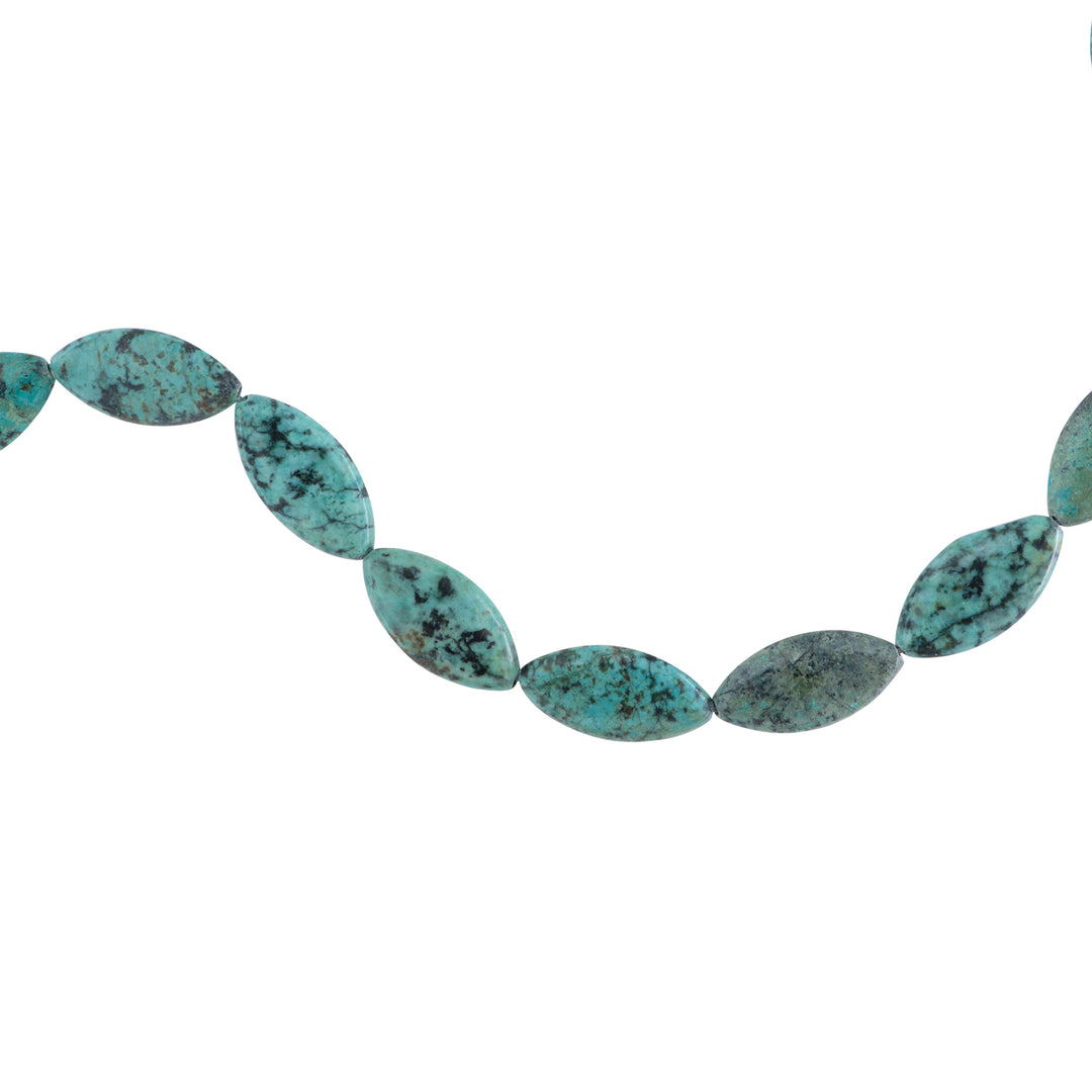 Find Smykkestensperler, string, afrikansk turkis, almond, /15x28 mm, hos Beadhouse of Copenhagen i dag, med en altid hurtig levering!