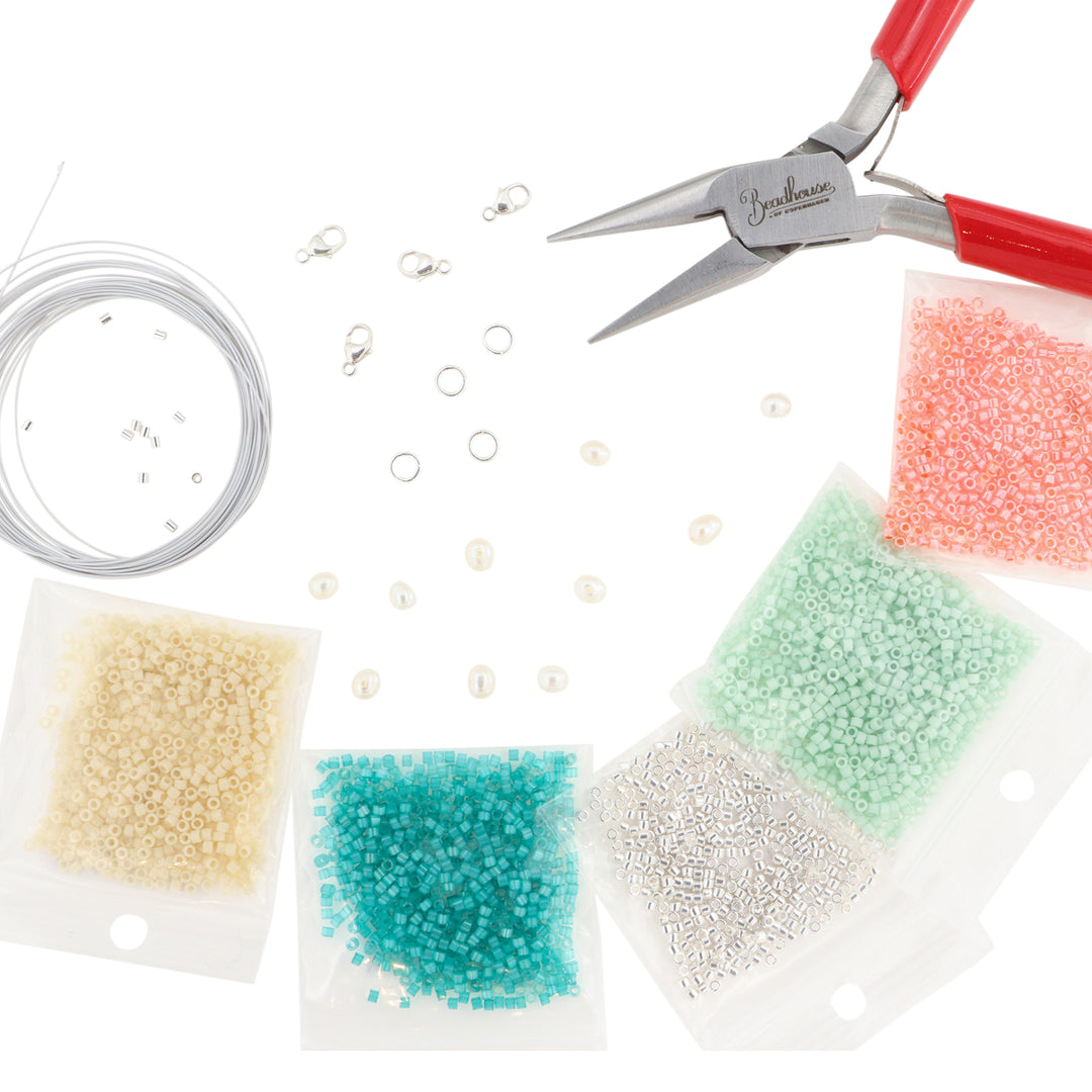 Find Diy kit, armånd og halskæde kit med delicaperler, sterlingsølv hos Beadhouse of Copenhagen i dag, med en altid hurtig levering!