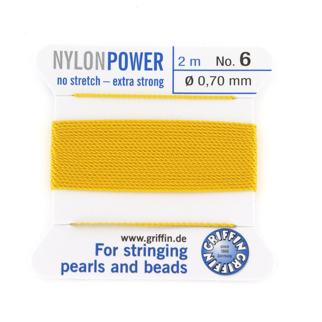 Find Perlesnor, griffin nylonpower gul m. nål, nylon, 2 m hos Beadhouse of Copenhagen i dag, med en altid hurtig levering!