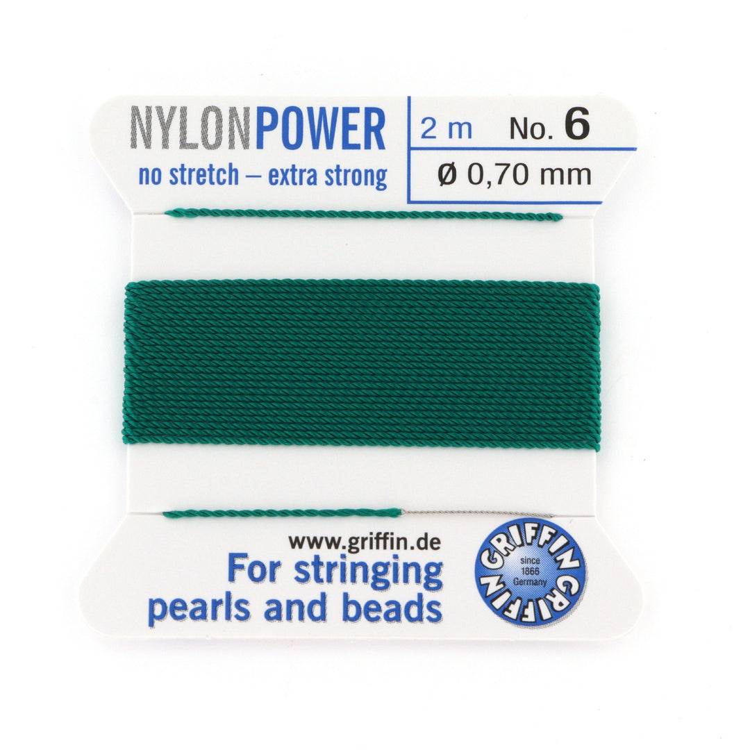 Find Perlesnor, griffin nylonpower grøn m. nål, nylon, 2 m hos Beadhouse of Copenhagen i dag, med en altid hurtig levering!