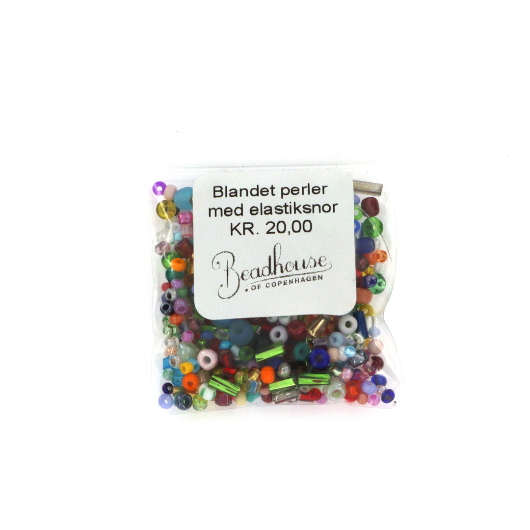 Find Diy kit, 10 gram blandede glasperler med 1 meter elastiksnor hos Beadhouse of Copenhagen i dag, med en altid hurtig levering!