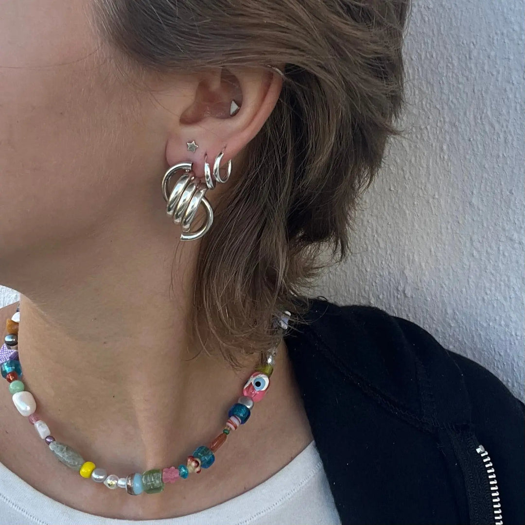 Øreringe, ørestikkere chunky snoning, forsølvet messing Beadhouse of Copenhagen