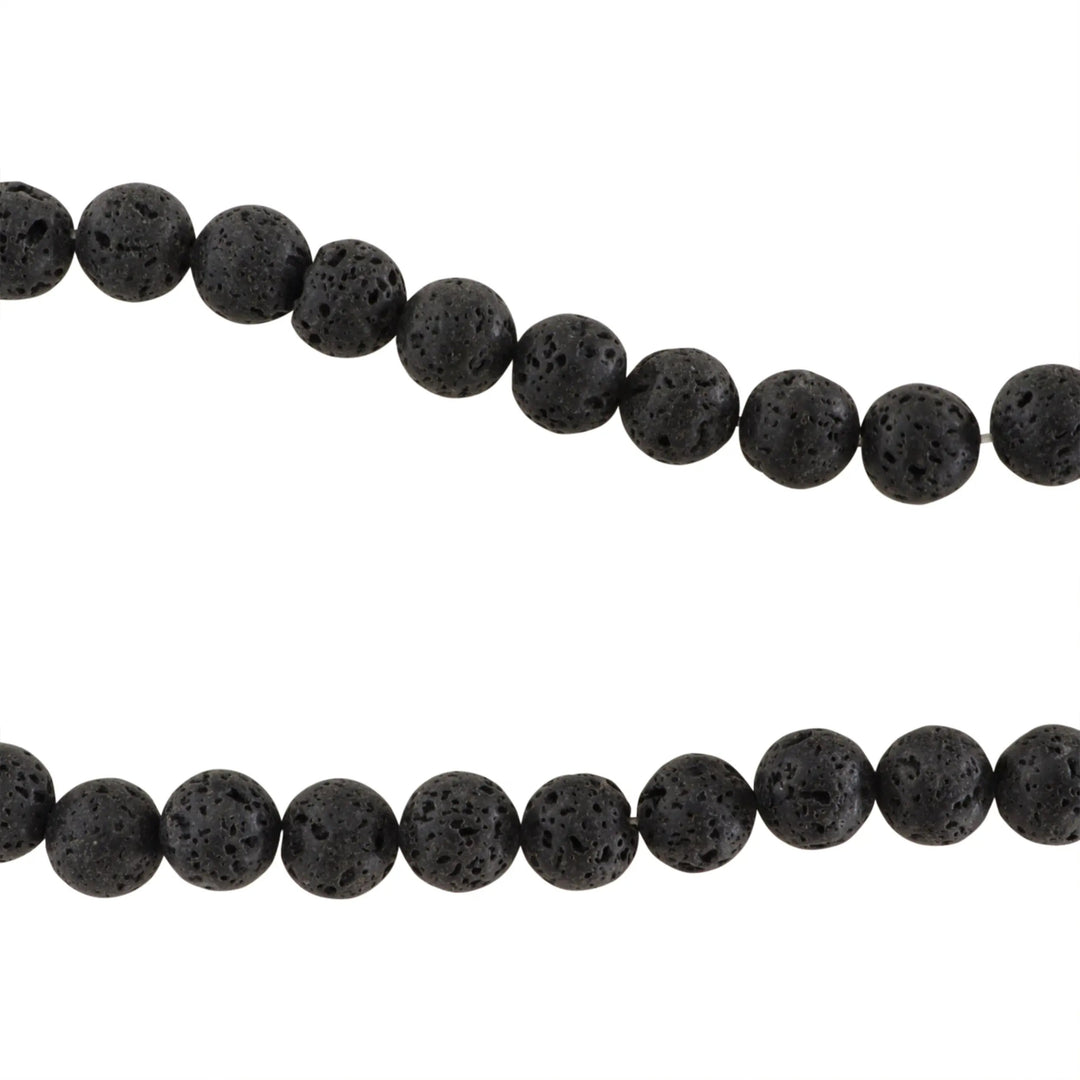 Smykkestensperler, string, lavasten, rund - flere varianter JCentre