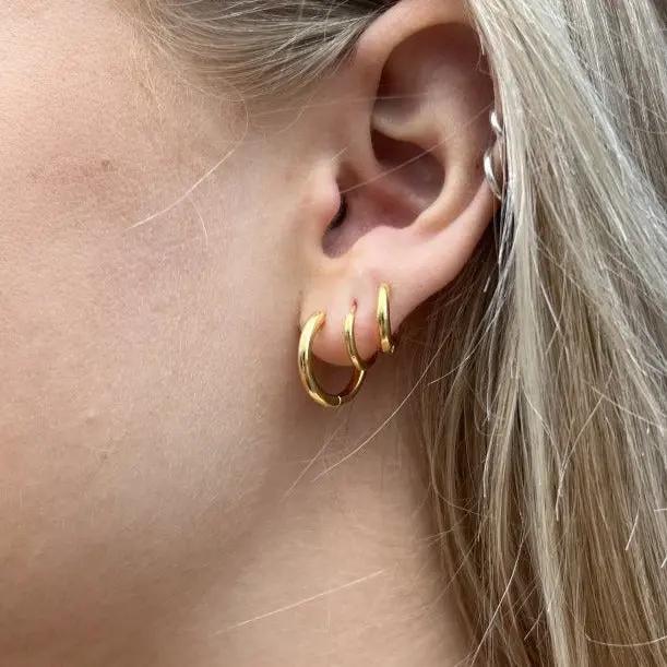 Øreringe, hoops i forgyldt messing, vip lås, 12-25mm Greece