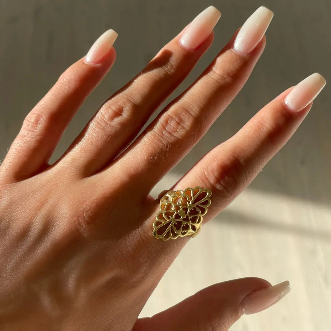 Fingerring, marokkansk, forgyldt og sterlingsølv Beadhouse of Copenhagen