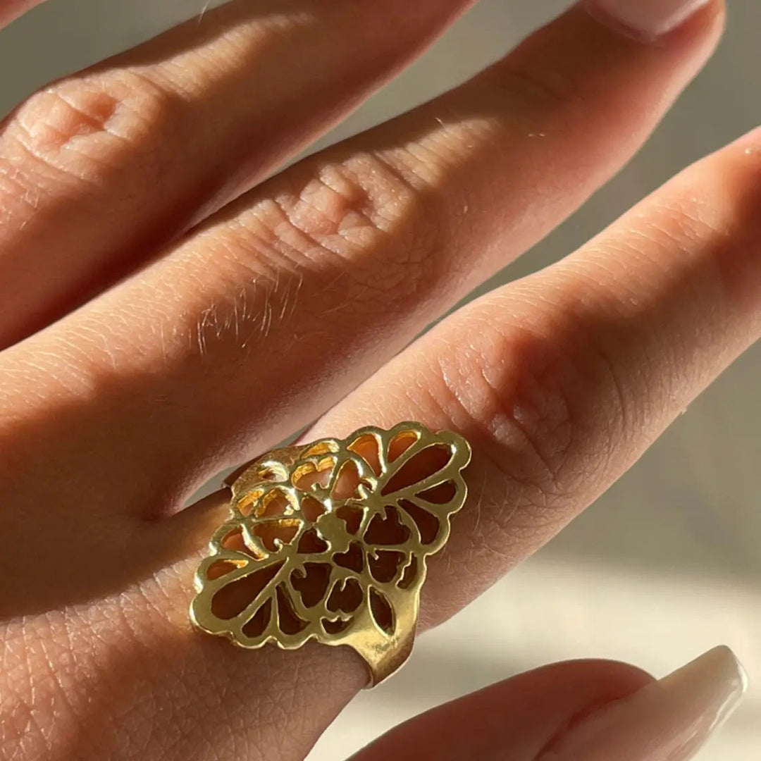 Fingerring, marokkansk, forgyldt og sterlingsølv Beadhouse of Copenhagen