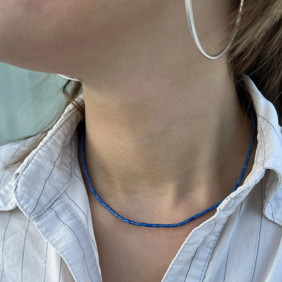 Halskæde, smykkesten rør, forgyldt sterlingsølv og sterlingsølv Beadhouse of Copenhagen