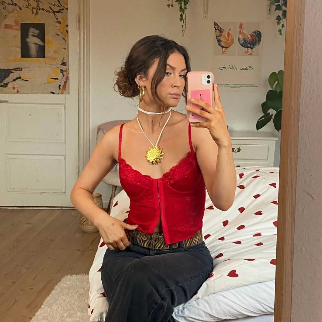 Vedhæng, stor sol, forgyldt og forsølvet messing uden snor Tax