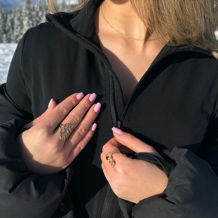 Fingerring drage i sterlingsølv og forgyldt sterlingsølv med turkis og onyx Beadhouse of Copenhagen