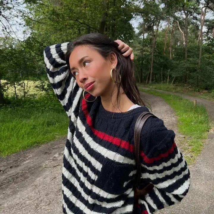 Øreringe chunky hoops i forgyldt og forsølvet messing, 60x6mm Greece