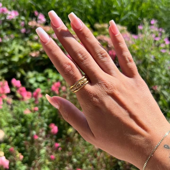 Fingerring, triple ring, forgyldt og sterlingsølv Beadhouse of Copenhagen