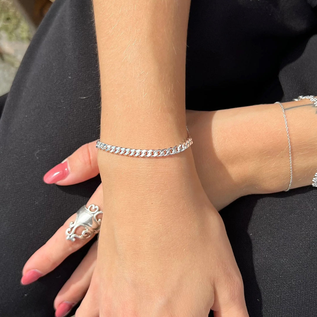 Armbånd, panser facet, sterlingsølv, 21 cm/4,1 mm BNH