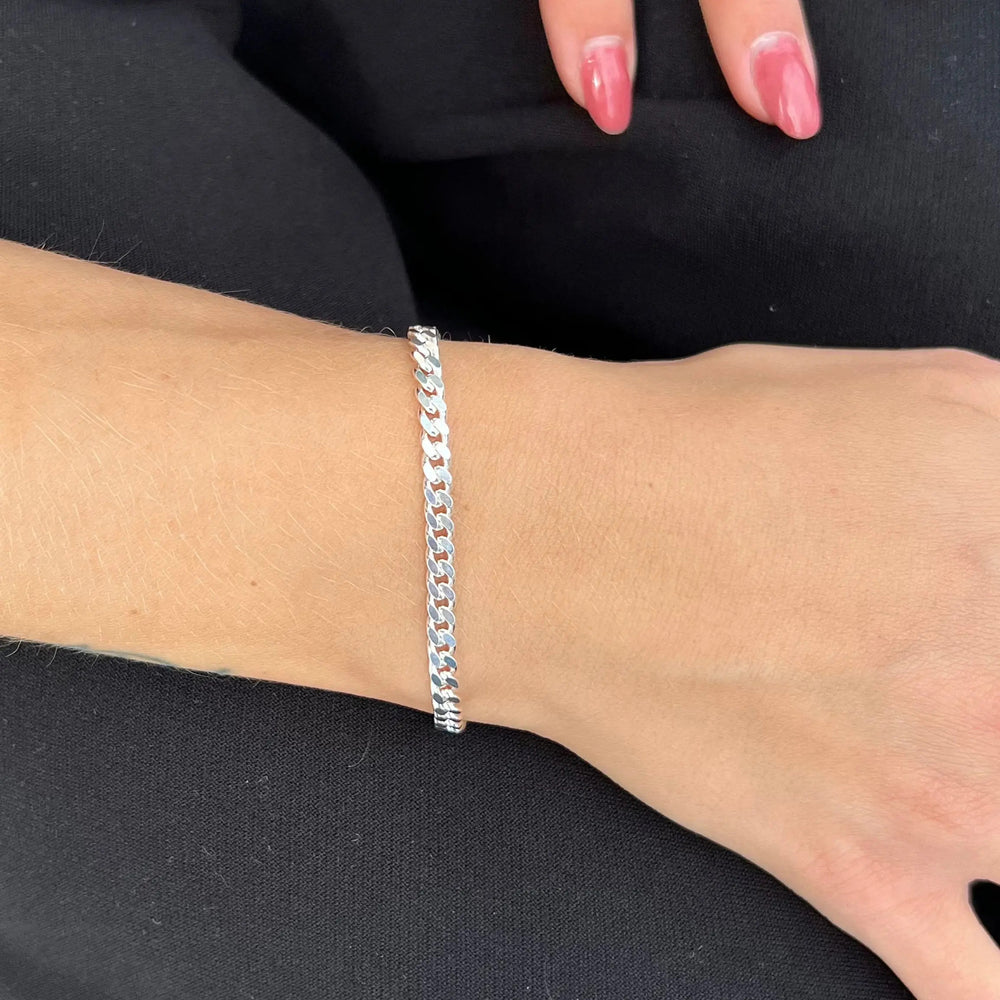 Armbånd, panser facet, sterlingsølv, 21 cm/4,1 mm BNH
