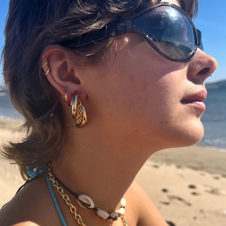 Øreringe, ørestikker, stor snoet, forgyldt messing Beadhouse of Copenhagen