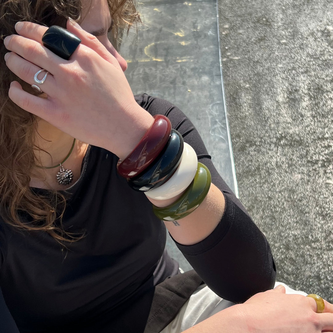 Armbånd, chunky armring, resin, 75x60mm, flere varianter