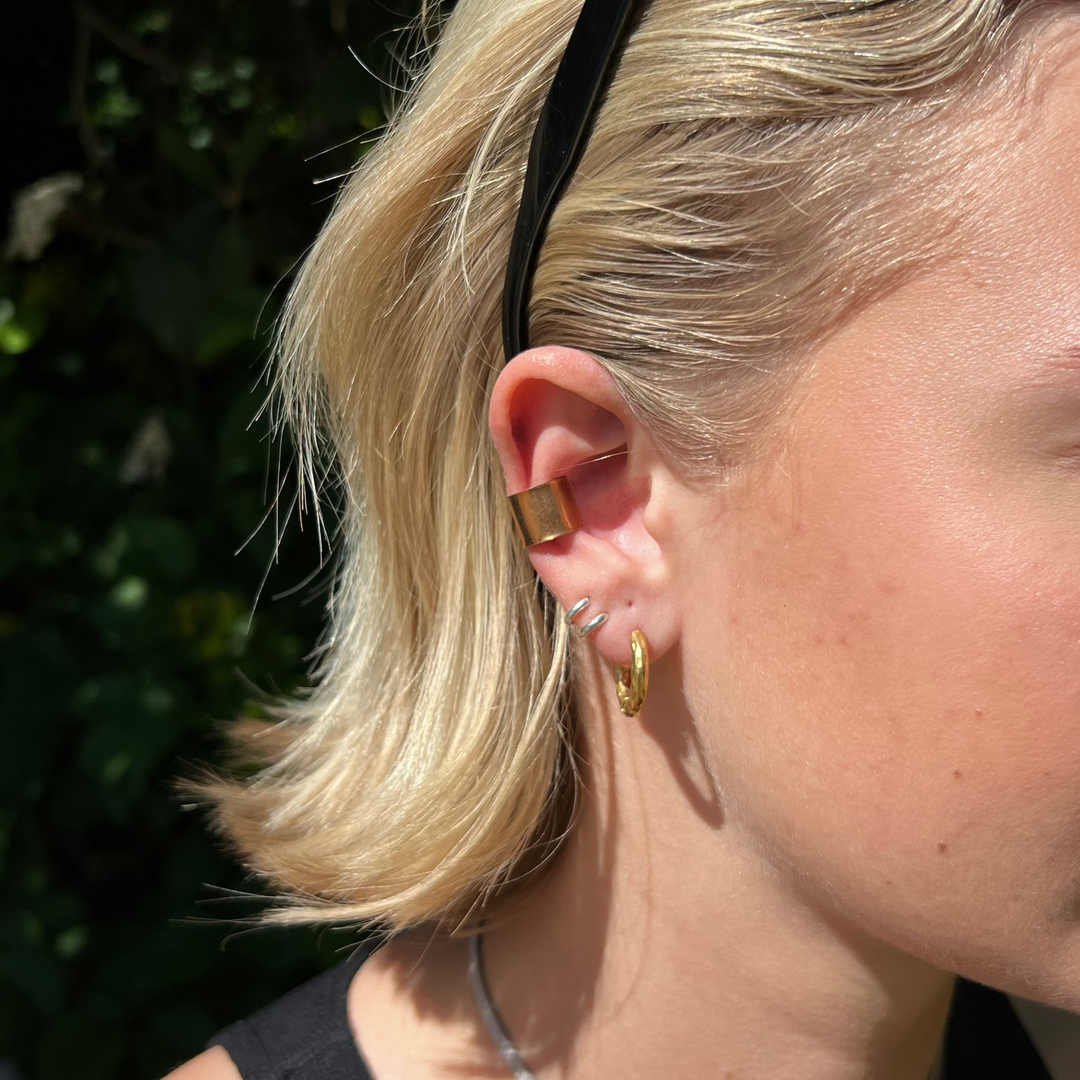 Øreringe, earcuff bred kobber, kobber