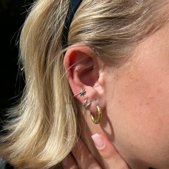 Øreringe, earcuff sol, sterlingsølv