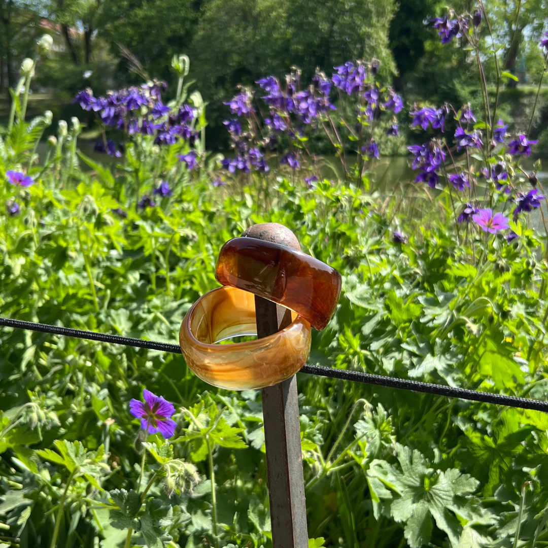 Armbånd, chunky armring, plast, 19cm, honey/caramel Greece