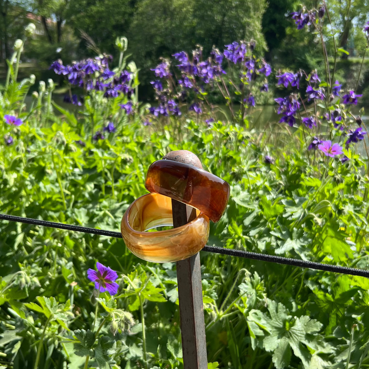 Armbånd, chunky armring, plast, 19cm, honey/caramel Greece