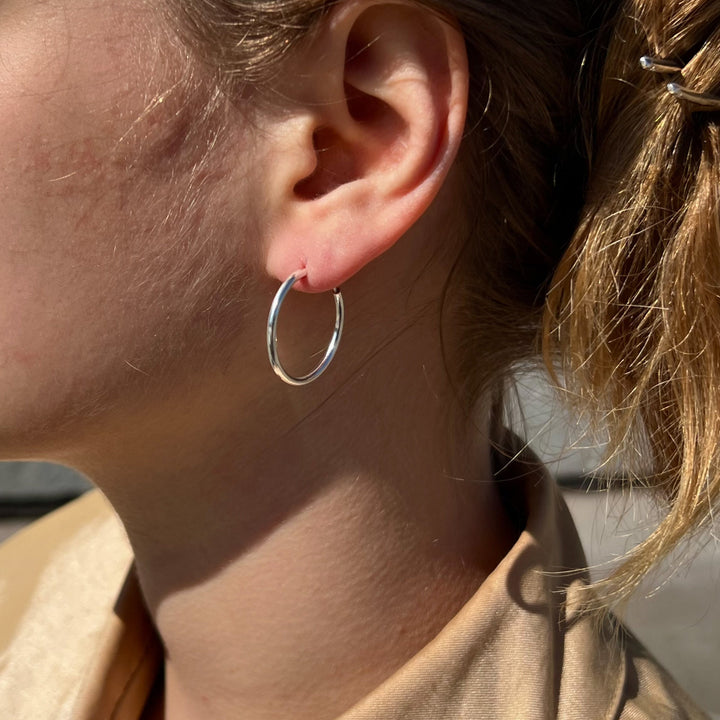 Øreringe, endless hoops, sterlingsølv, 25 x 2mm