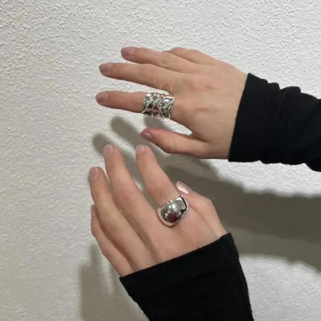 Fingerring, organisk ring, forgyldt og sterlingsølv Italy