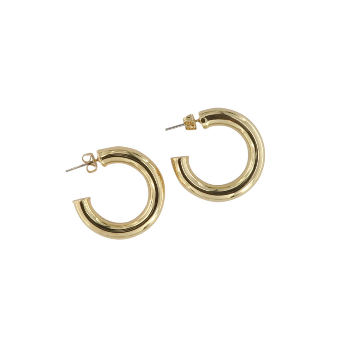 Øreringe, chunky hoops, 30x 6mm i forgyldt og forsølvet messing 