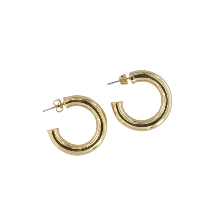 Øreringe, chunky hoops, 30x 6mm i forgyldt og forsølvet messing 