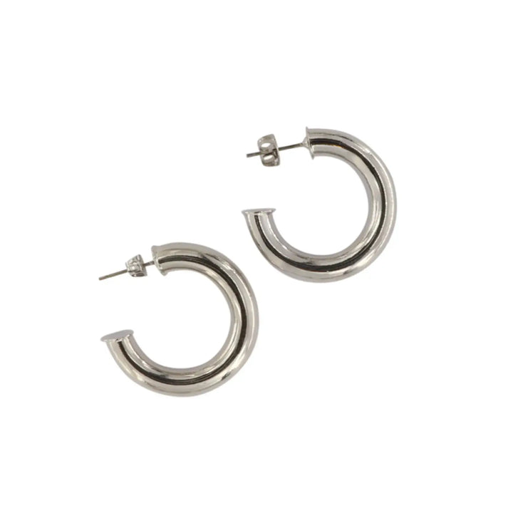 Øreringe, chunky hoops, 30x 6mm i forgyldt og forsølvet messing 