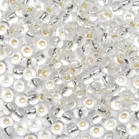 Klare Glasperlen, preciosa seed beads, silberfarbener Kristall 