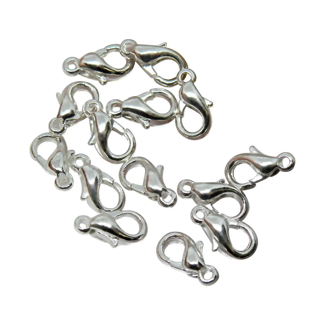 Karabinerverschluss, versilbertes Messing, 10 mm 