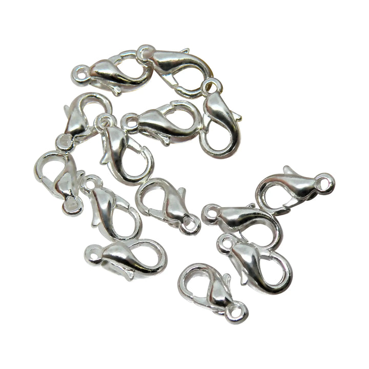 Karabinerverschluss, versilbertes Messing, 10 mm 