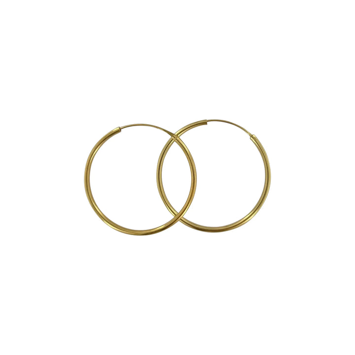 Øreringe, hoops, 40 mm, forgyldt sterlingsølv 