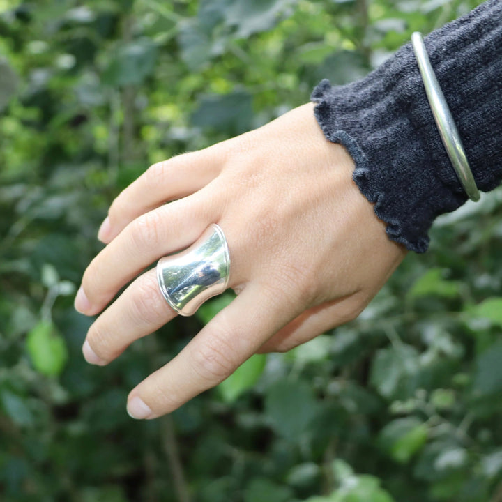 Fingerring, curved ring, sterlingsølv og forgyldt sterlingsølv Italy