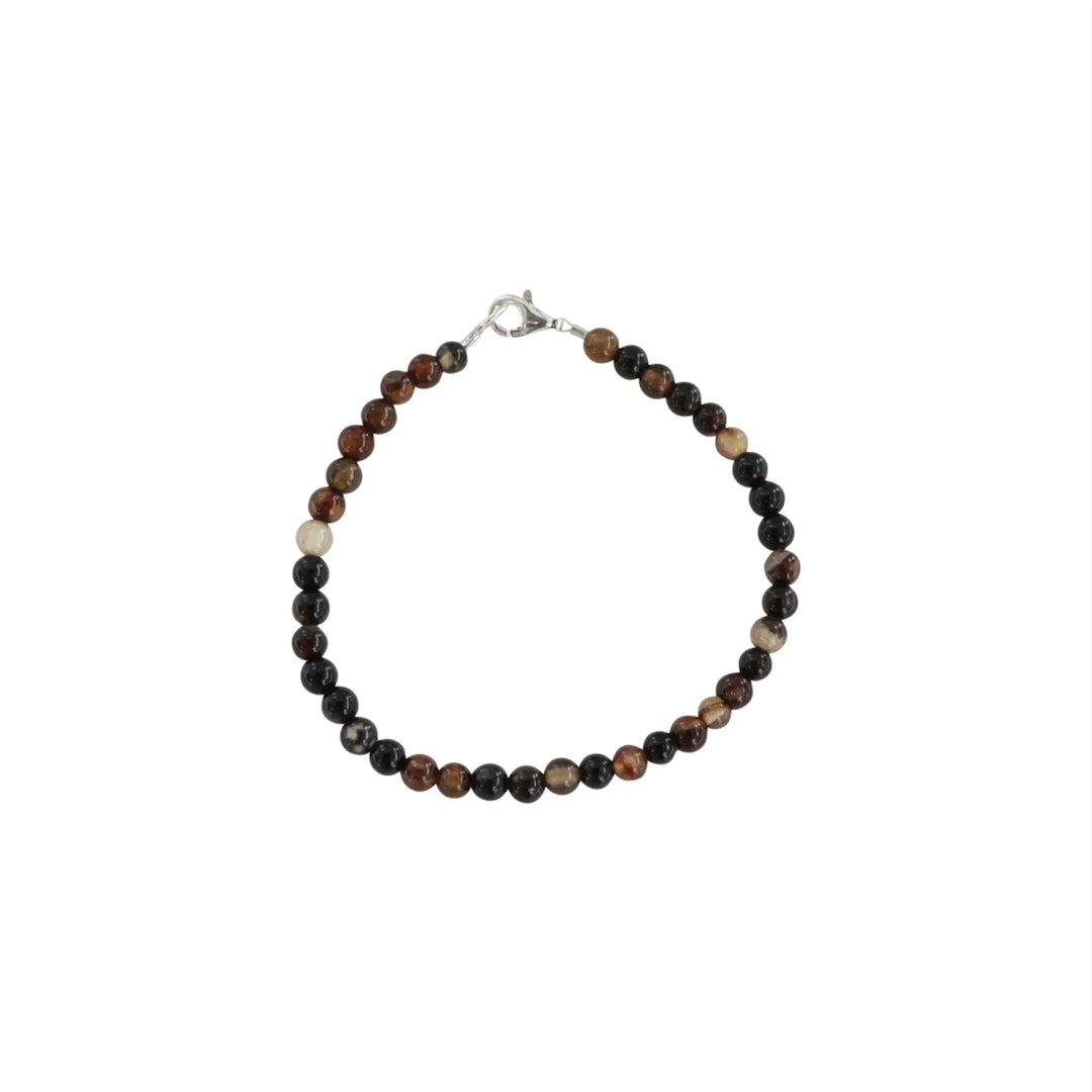 Armband, brauner Achatmix, Sterlingsilber/vergoldetes Silber, 17–19 cm Beadhouse von Kopenhagen