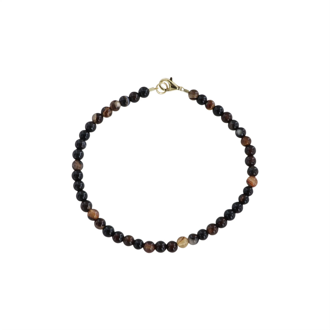 Armband, brauner Achatmix, Sterlingsilber/vergoldetes Silber, 17–19 cm Beadhouse von Kopenhagen