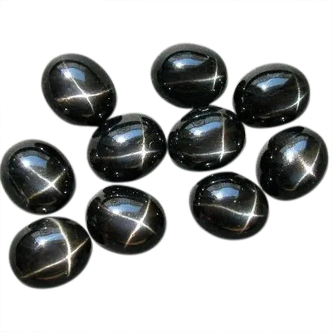 Cabochon, schwarzer Sterndiopsid, oval, 5x7 mm, 1-10 Stk 