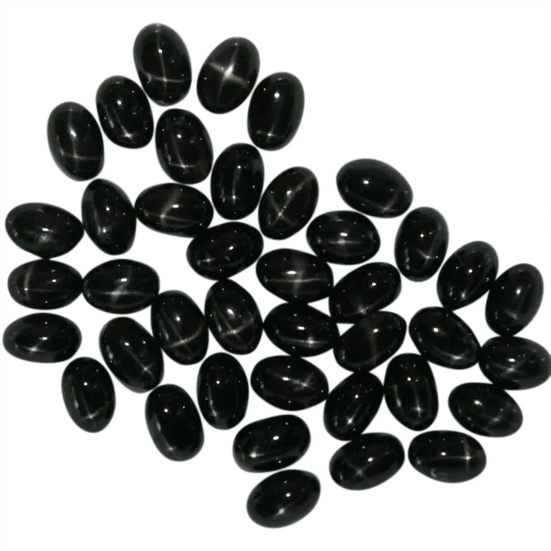 Cabochon, schwarzer Sterndiopsid, oval, 5x7 mm, 1-10 Stk 