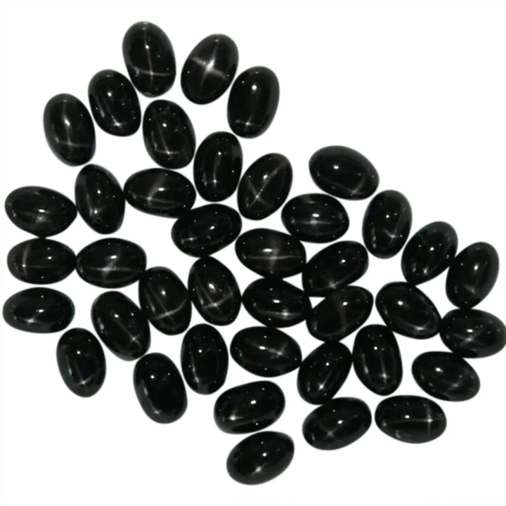 Cabochon, schwarzer Sterndiopsid, oval, 5x7 mm, 1-10 Stk 