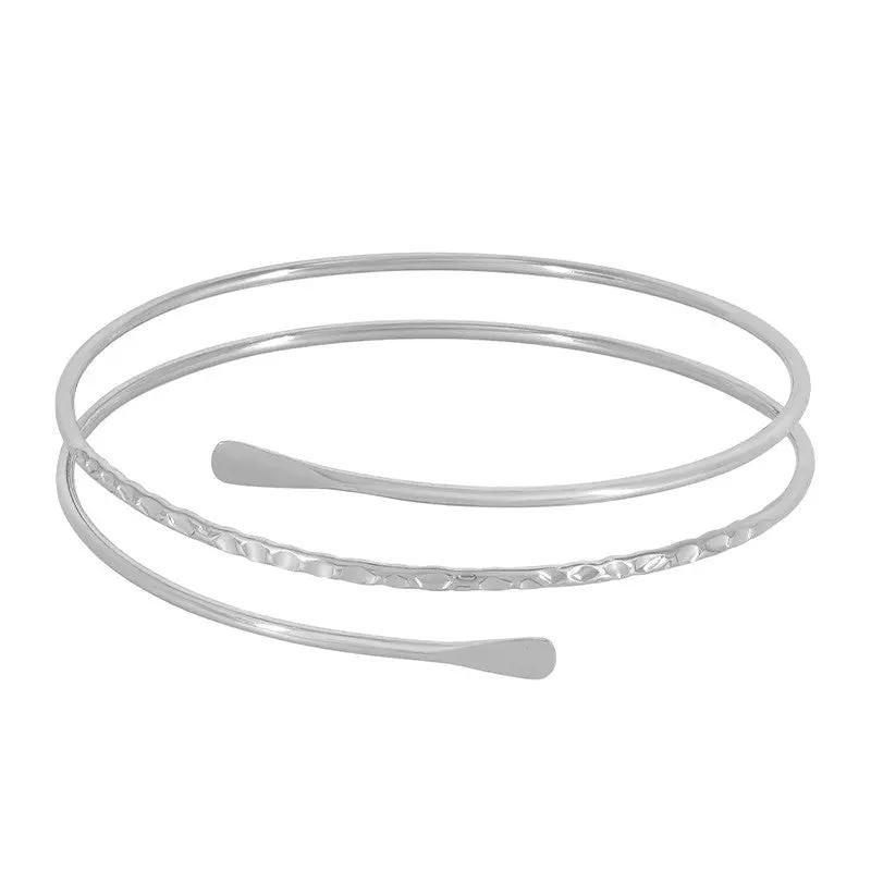 Armbånd, åben hamret armring, forgyldt og forsølvet stål, justerbar Greece