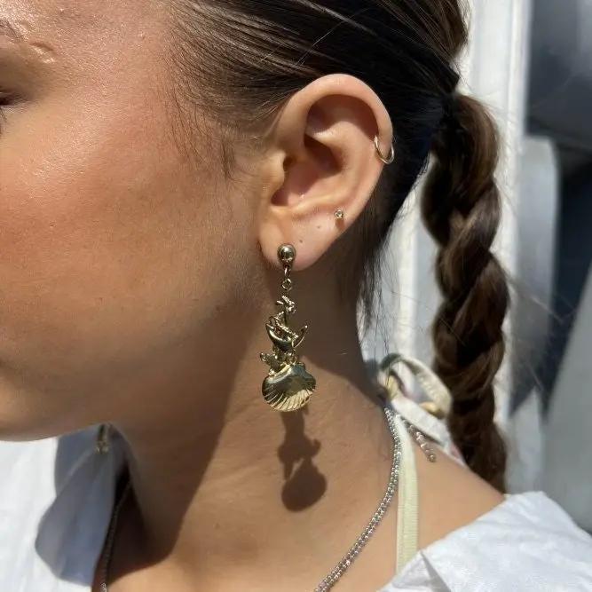 Øreringe, ørestikkere maritim, forgyldt messing Beadhouse of Copenhagen