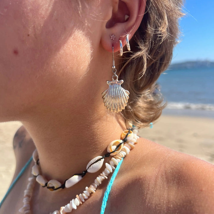 Øreringe, ørekrog musling, forsølvet og forgyldt messing Beadhouse of Copenhagen