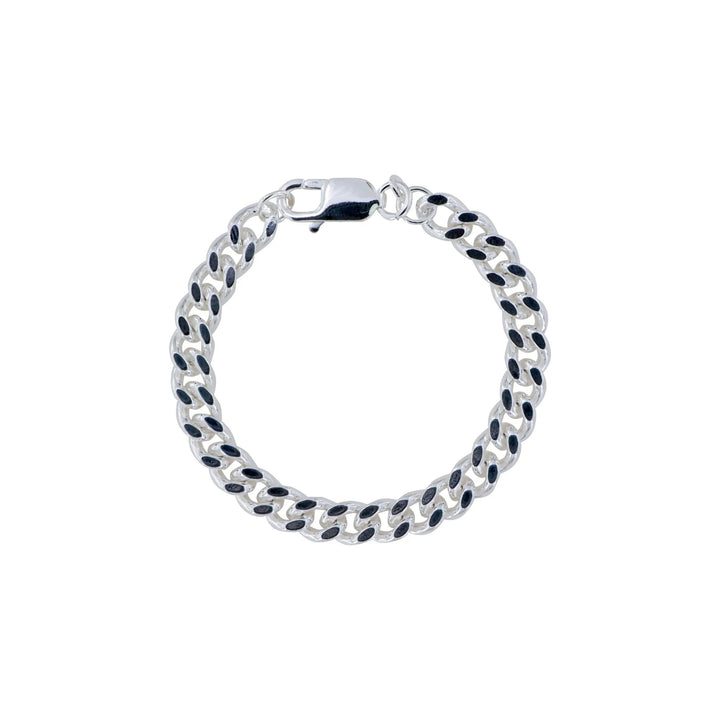 Armbånd, panser facet kæde, sterlingsølv, 18 cm/6,8 mm Spain