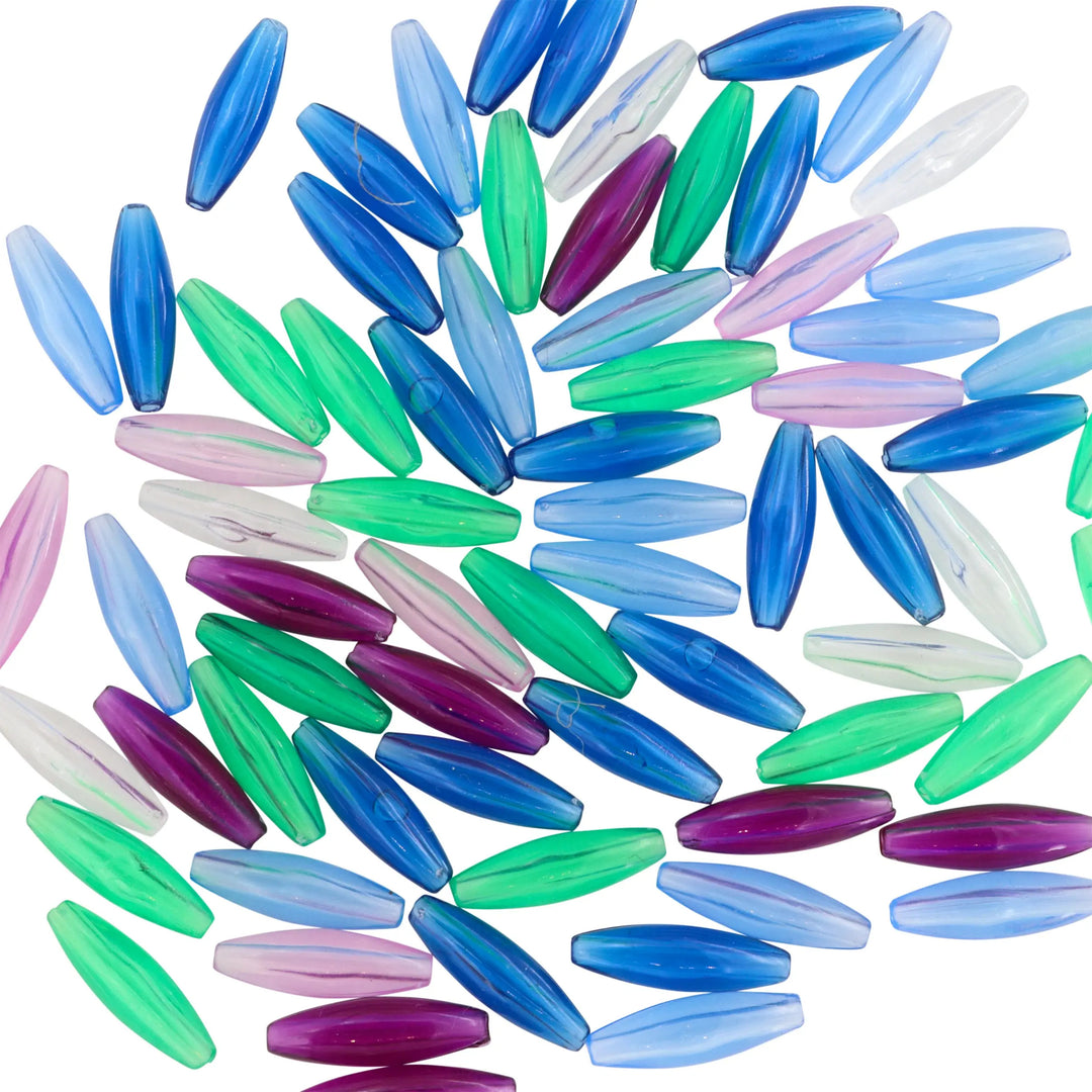 Store perler til strik, plastik, aflang mix, 50g BOC