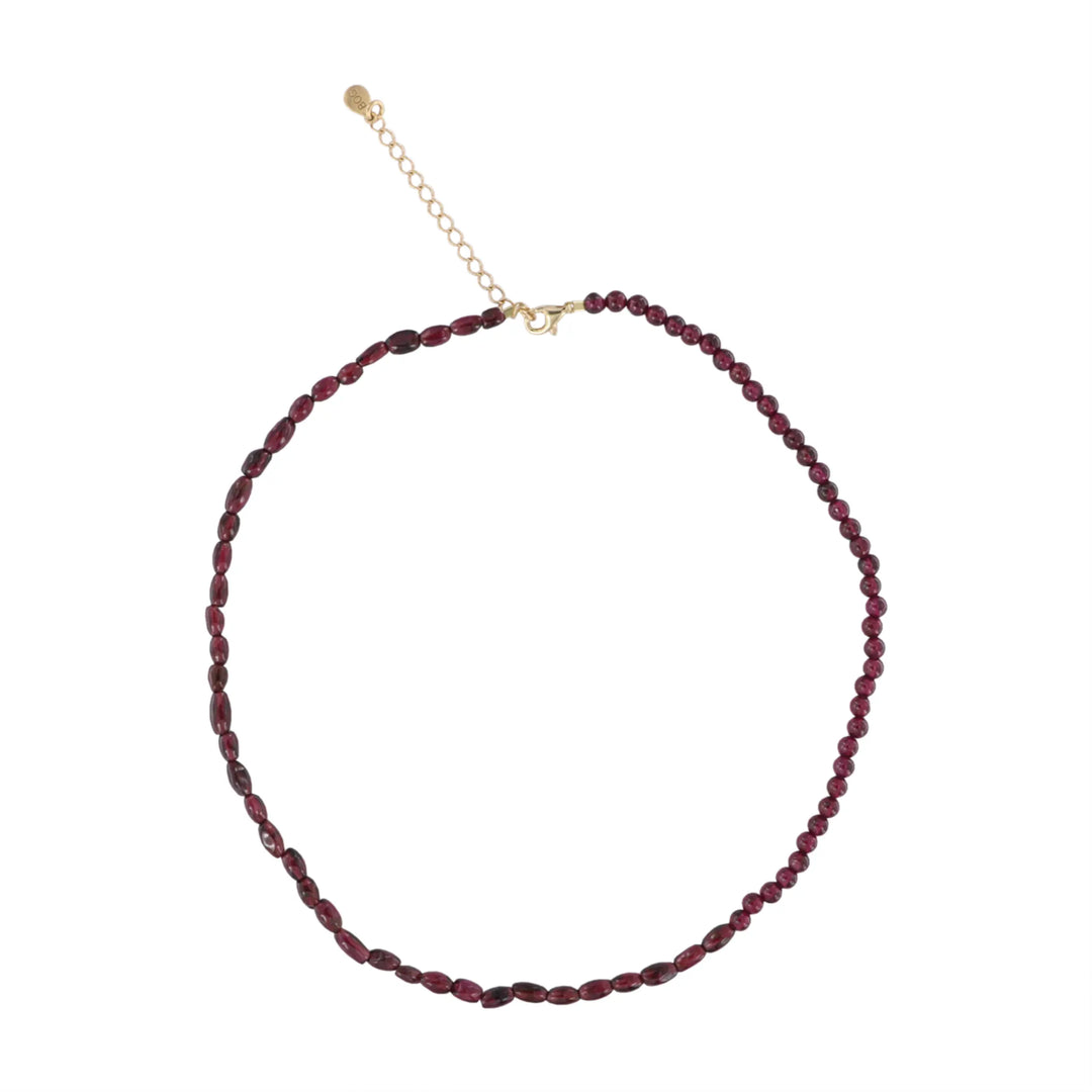 Halskæde, granat, mix, forgyldt sølv, 40-45 cm BOC