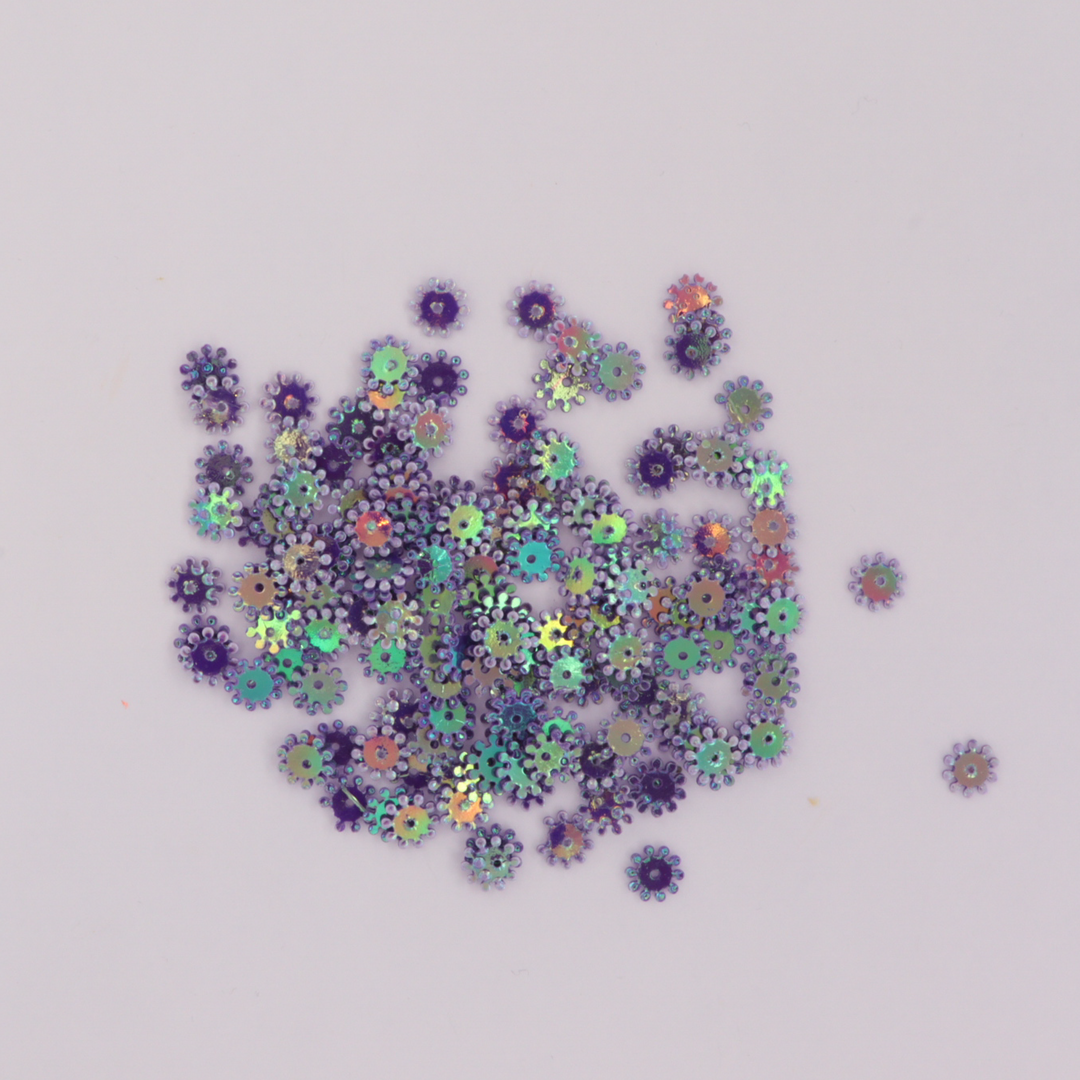 Palietter, blomst, hård, 8mm, med regnbueskær, 10-40g Beadhouse of Copenhagen