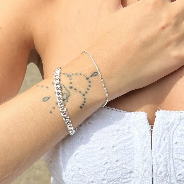 Armbånd, panser facet kæde, sterlingsølv, 17-21 cm/5,8 mm Spain