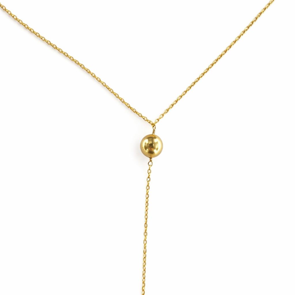 Halskæde, y-form, m. guldperle, forgyldt sølv 