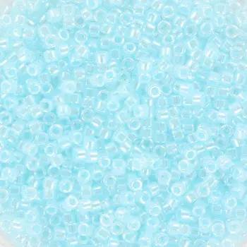 Blå glasperler, miyuki delica beads, ceylon light aqua Krea